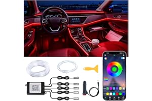 LIGREL Interior Car LED Lights Wireless APP Control 5 in 1 RGB Ambient Lighting Kit with 236" Fiber Optic, 16 Million Colors Music Sync Waterproof LED Strip Lights for Cars Trucks SUVs Auto Interior Decor