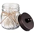 SheeChung Small Mason Jars for Qtips, Bathroom Apothecary Jars with Lids, Bathroom Organizers and Storage, Qtip Holders Set, Bathroom Decor for Q-tips, Cottons, Floss, Balls, Cotton Swabs-Bronze