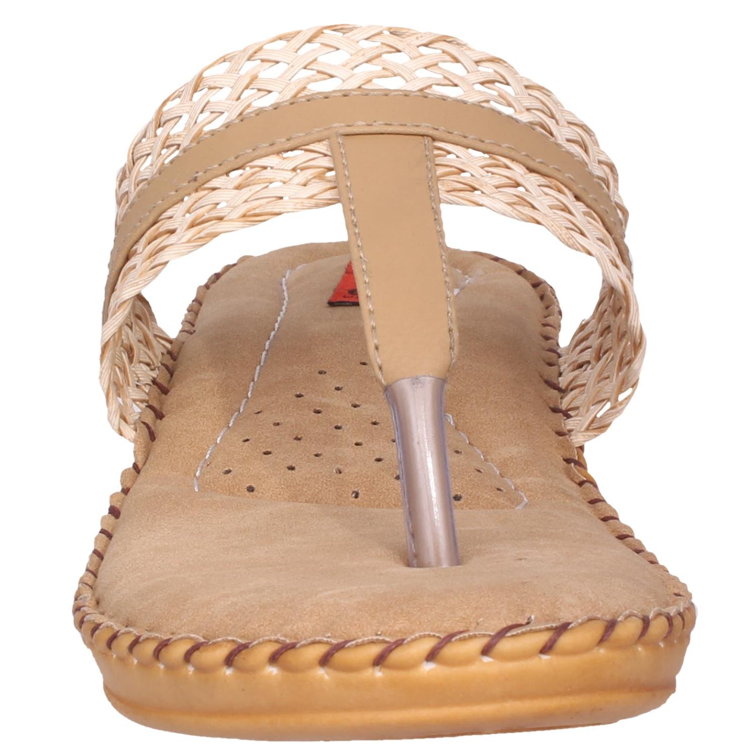 1 walk comfortable synthetic leather doctor sole women's flats - beige