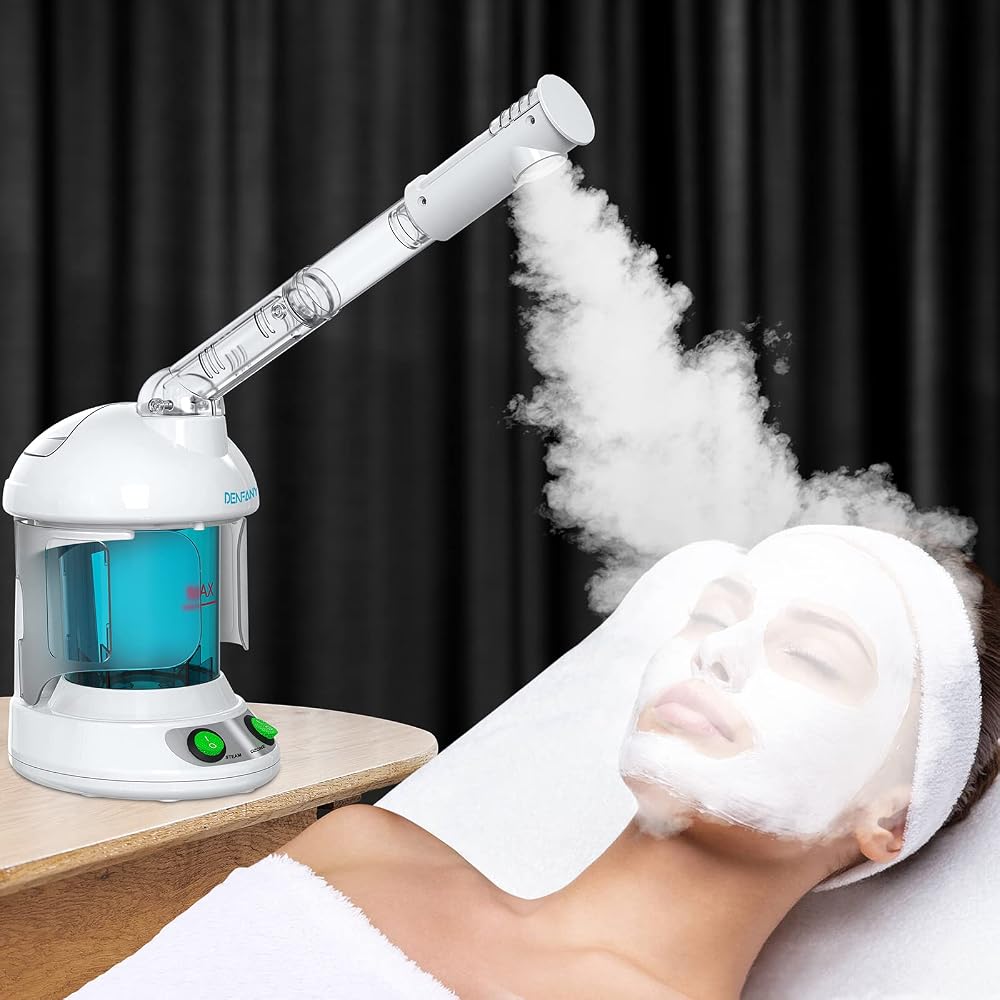DENFANY Facial Steamer with Ozone Extendable 360° Arm - for Home or Salon | Deep Hydration, Skin Refresh, Adjustable Mist Ang