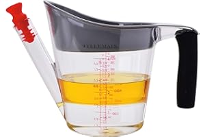 Bellemain 4-Cup Fat Separator/Measuring Cup with Strainer & Fat Stopper / 1 Liter Capacity