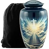 Heaven Urn with Velvet Bag, Cross Urns for Human Ashes Adult, Memorial Decorative Cremation Urn for Adult Ashes, 200LB Urns for Ashes with Velvet Bag (Heaven 1, 10.5 inches, Heaven)