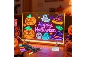 LED Note Board with 7 Colors, 13"x10" Lumiboard Led Drawing Board for Kids with Invisible Stand, Light Up Message Board for H