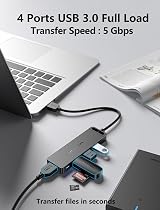 VENTION USB Hub 3.0 4 Port Slim 5Gbps Data Transfer Splitter Laptop Mac PS5 view 2