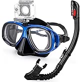 Snorkeling Gear for Adults Youth, Nearsighted Anti-Fog Diving Mask & Silicone Dry Snorkel for Scuba Diving Spearfishing Freediving