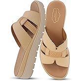YOKI TUNSA-14 Wedge Platform Sandals - Slip On Wedge Sandals for Women with H-Band Braided Strap and Comfort Footbed