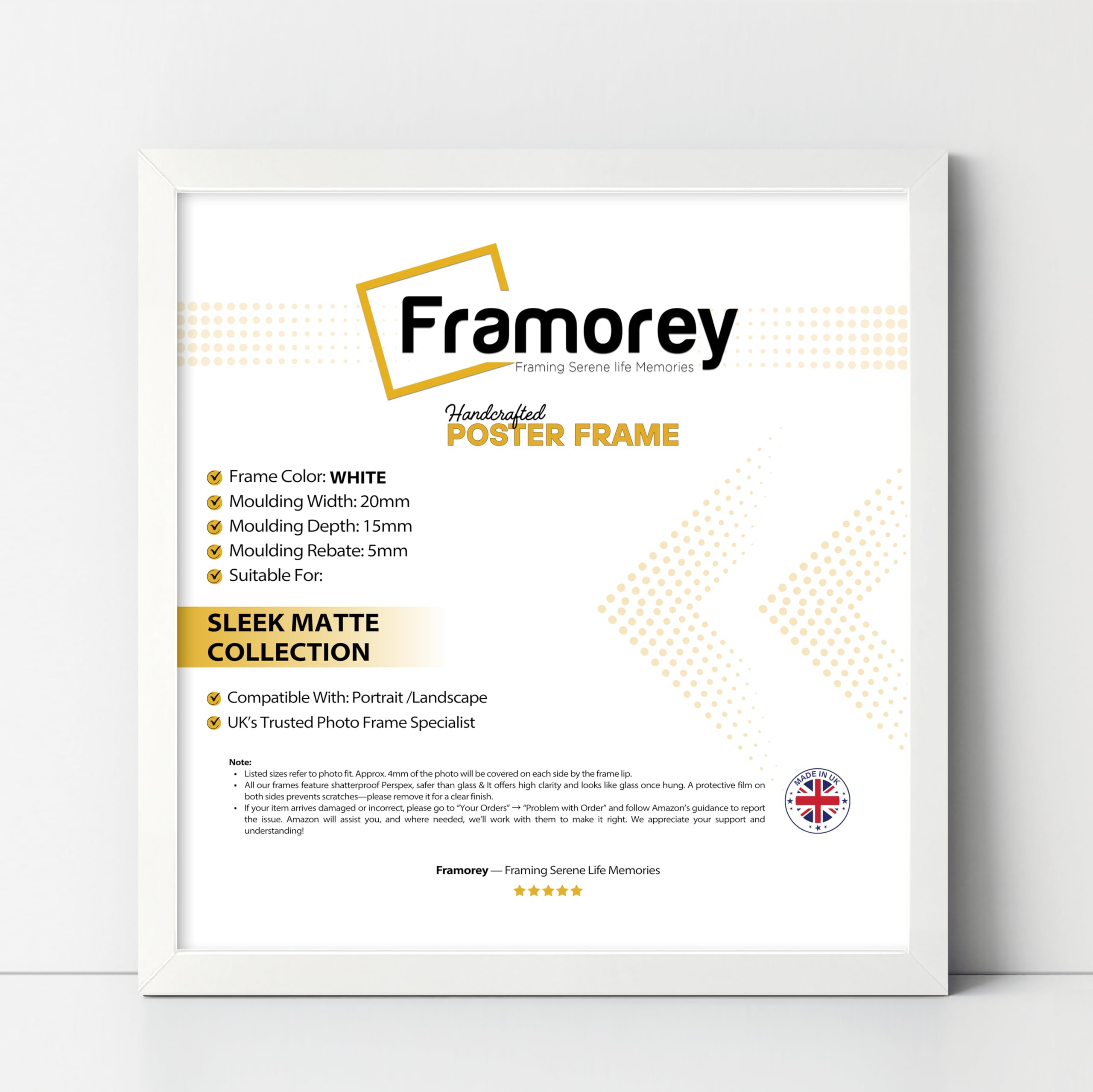 FRAMOREY 30x30 cm White Square Photo Frame, 12x12inch Thin Matt White Frames, Modern 12 x 12 inch (30 x 30 cm) Wooden Picture Frame, Photos Posters Certificates, Wall Mount Photo Print Frames