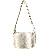 Ulisty Women Small Corduroy Hobo Bag Wide Strap Crossbody Bag Shoulder Bag Casual Handbag Daily Bag