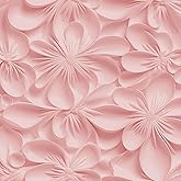 Stickyart Pink Wallpaper Peel and Stick 3D Floral Contact Paper Waterproof Girl Room Wallpaper Removable Self Adhesive Pink Embossed Flower Wall Paper Modern for Dresser Bedroom Walls 17.5"x80"