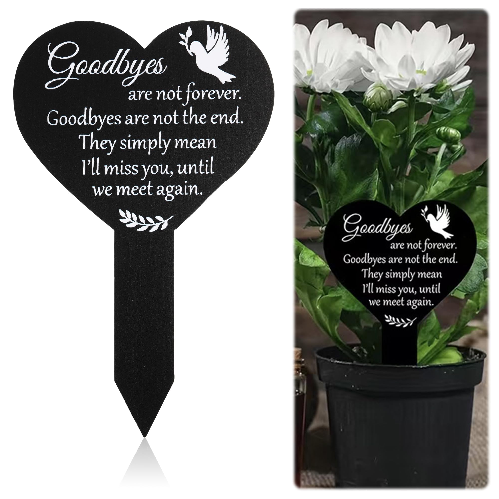 Heart Graveside Memorial Plaque Graveside Memorial Stake Memorial Signs for Cemetery Grave Cemetery Decorations Remembrance Decoration for Family Mom Dad Grandparents