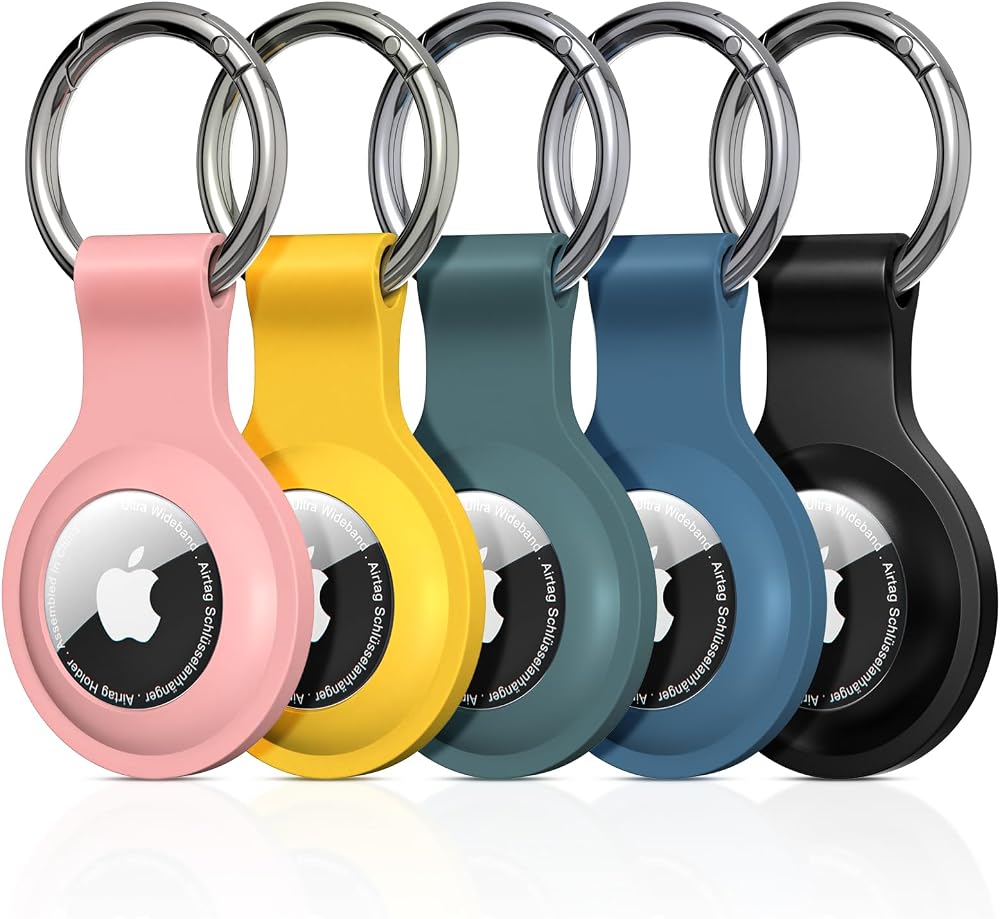 PESTON 5-Pack AirTag Holder Silicone Case with Keyring for Keys Bags Luggage
