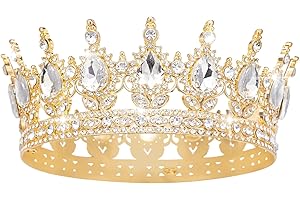 YOULDIANZI Queen Crown Rhinestone Wedding Crowns and Tiaras for Women Costume Party Hair Accessories Princess Birthday Crown Crystal Bridal Crown (Gold & White Crown)