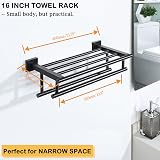 SAYAYO 16-Inch Black Towel Rail SUS304 Stainless Steel Double Bar Bathroom Rack view 4
