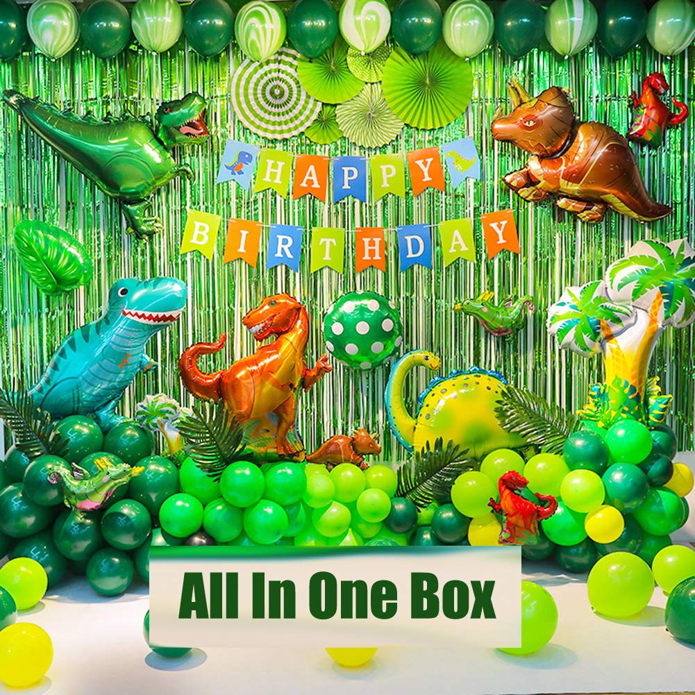 Dinosaur Birthday Party Decoration Set 92 Pcs Set With Dinosaur Themed Party Favors Include Dinosaurs Balloons Happy Birthday Banner Backdrop Paper Fan Curtains Pump Perfect For Your Kid S Party Amazon In Toys Games