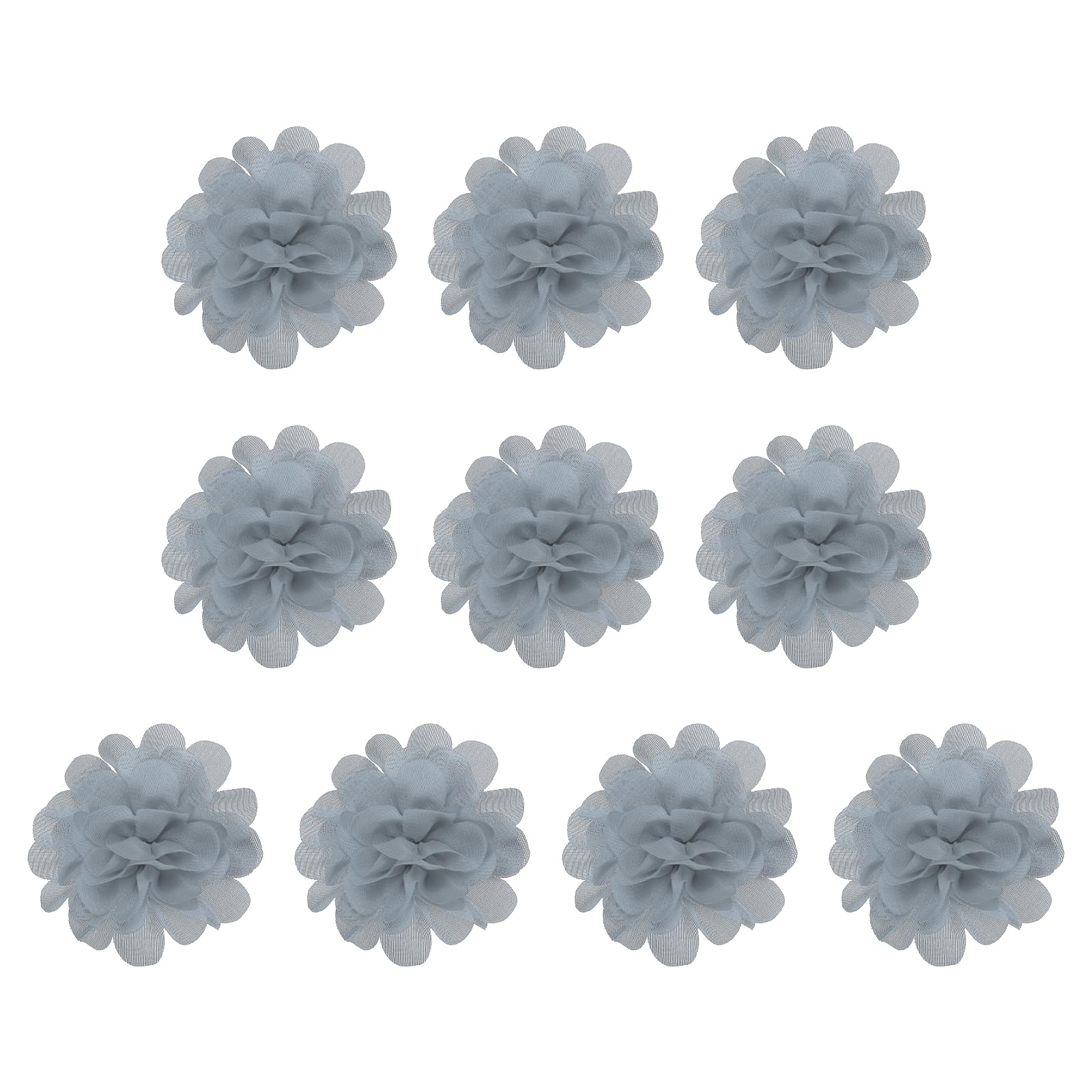 PATIKIL 2.8" Chiffon Flowers, 10 Pcs Mesh Fabric Flowers Sewing Fabric Appliques Headband Embellishments for DIY Craft Wedding Decor, Gray