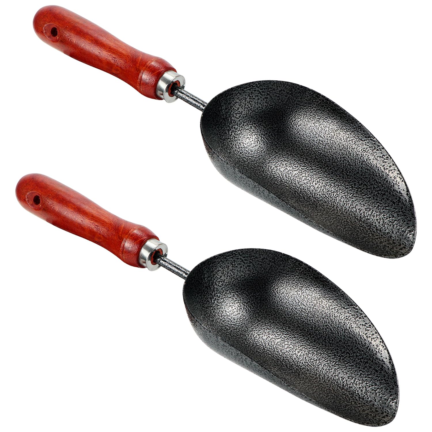 Kunjocy Garden Spade, Multi-purpose with Perforated Handle, Stainless Steel & Wood, Black