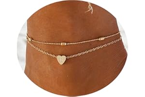 Kyerlyn Tiny Initial Heart Anklet 18K Gold Plated Dainty Personalized Letter Heart Charm Anklet Layered Cute Beaded Handmade Carved Alphabet A-Z Layer Anklet Summer Beach Gift for Her
