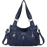 Angel Kiss Large Purses and Handbags for Women Washed Faux Leather Crossbody Hobo Satchel Shoulder Handbag Tote Purse