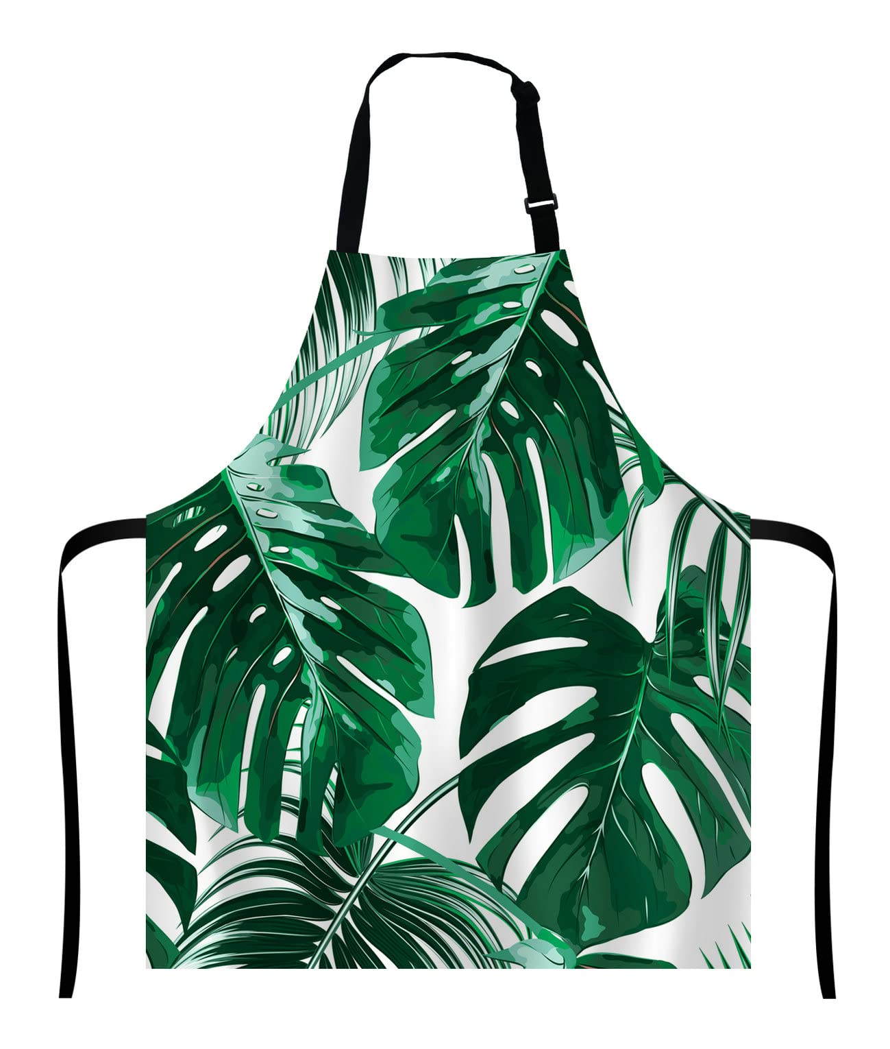 Wasach Tropical Palm Leaves Apron, Jungle Leaves,Adjustable Neck Bib for Men Women,Suitable for Kitchen Cooking Waitress Chef — image 1