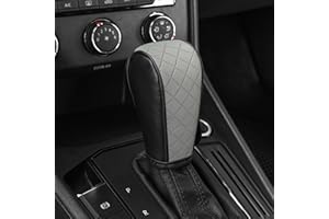 QKYS Leather Car Gear Shift Knob Cover, Upgraded Anti-Slip Design Stick Shift Knob Cover, Universal Durable Car Decorative Accessories Shifter Stick Protector Suitable for Cars,Trucks,SUVs (Dark Gy)