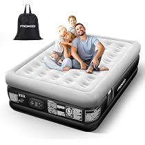 Vinitin Matelas gonflable avec pompe intégrée, matelas gonflable surélevé de 45,7 cm avec auto-gonflage/dégonflage, lit gonflable floqué doux pour invités, maison, camping, 203,2 x 152,4 x 45,7 cm