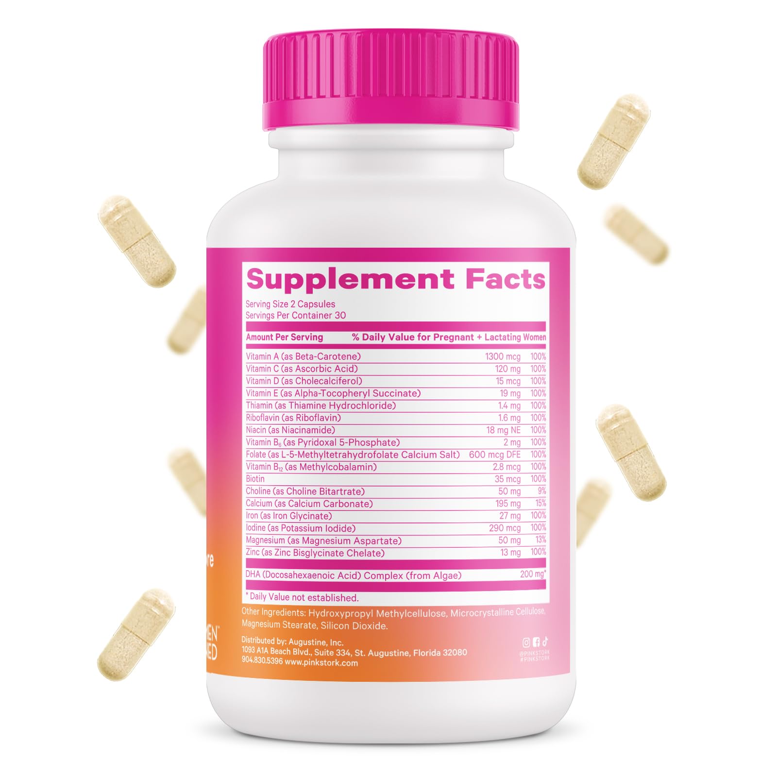 Pink Stork Total Prenatal Vitamins with DHA, Folate, Iron, Choline, and Vitamin B12 Prenatals