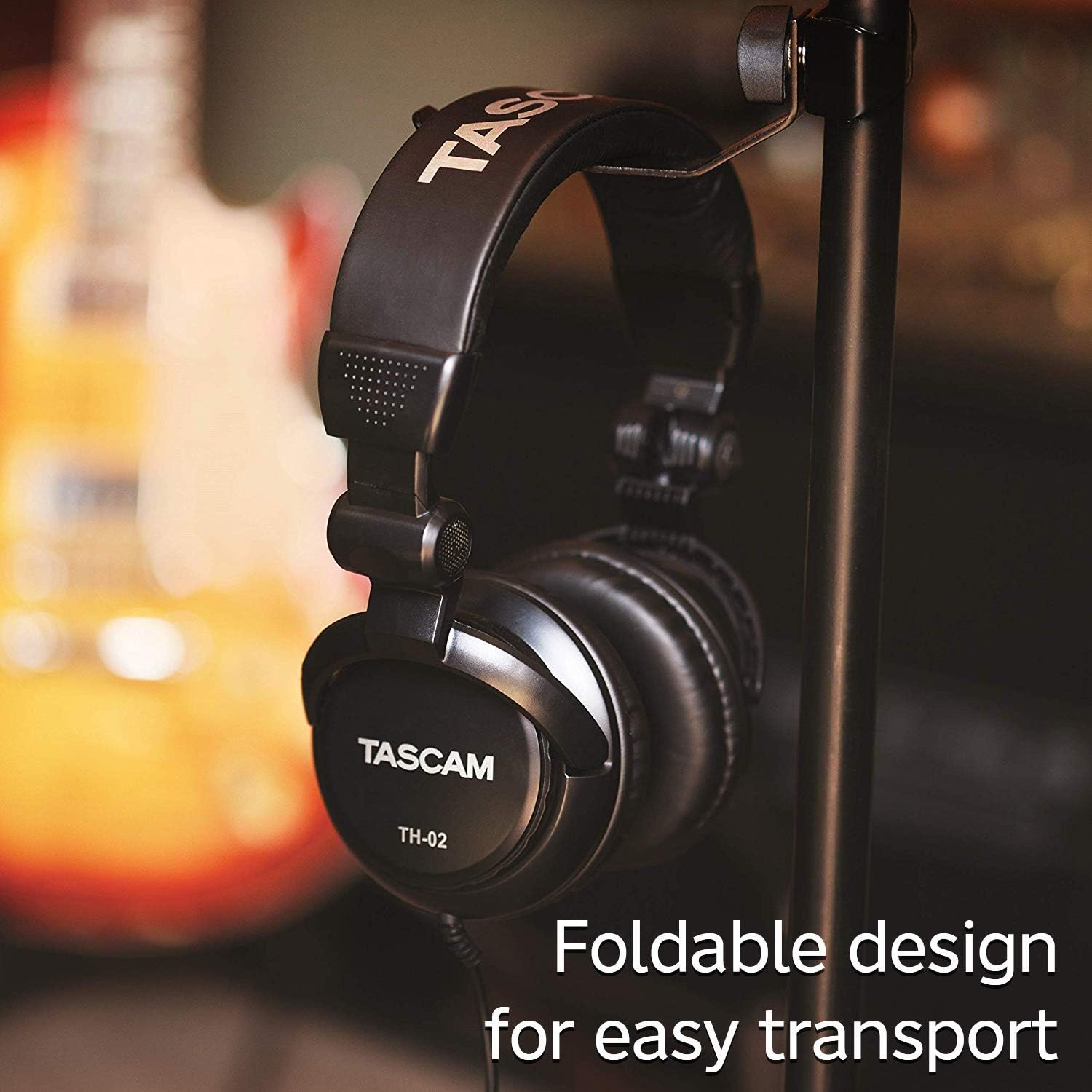 Tascam TH-02 Closed Back Studio Headphones, Black: Musical Instruments
