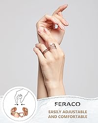 Feraco 2PCS Copper Rings for Women,99.99% Pure