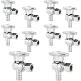10PC HeSun 1/2"PEX-B Crimp x 3/8"OD Comp Angle Stop Valve(VALVE076-10) | 1/4 Turn Shut Off Valve,for Bathroom, ASTM F1807