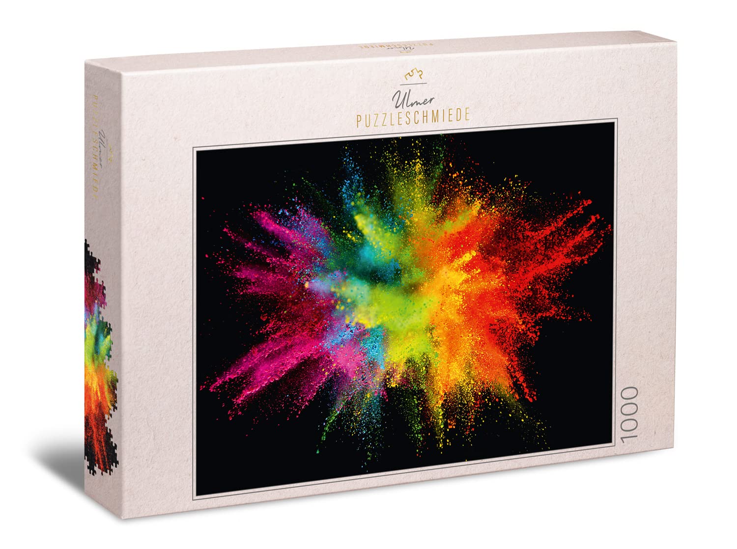 Ulmer Puzzleschmiede - Puzzle "Brightly colored": 1000 pieces jigsaw puzzle - Colorful exploding paint powder as a modern puzzle motif