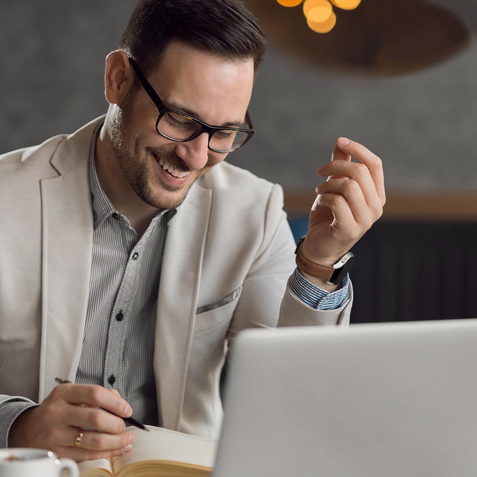 Haveda Leather Bands Compatible with Samsung Galaxy Watch 7 Band 6 5 4 FE 40mm 44mm/Galaxy 6 4 Classic/5 pro/Active 2, 20mm Vintage Genuine Leather Replacement Strap for Samsung Watch Bands Men Women