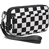 FODOKO Wristlet wallets for women Nylon Quilted Wallet with 4 Zippers,Travel Credit Card,Holder Cell Phone Organizer