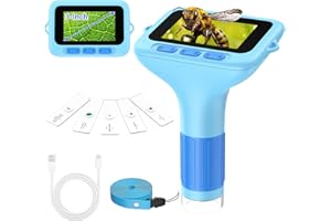 Digital Handheld Microscope for Kids: 3.0" Large HD Screen 1000X Portable Mini Microscopes with Camera Video Recording Slides