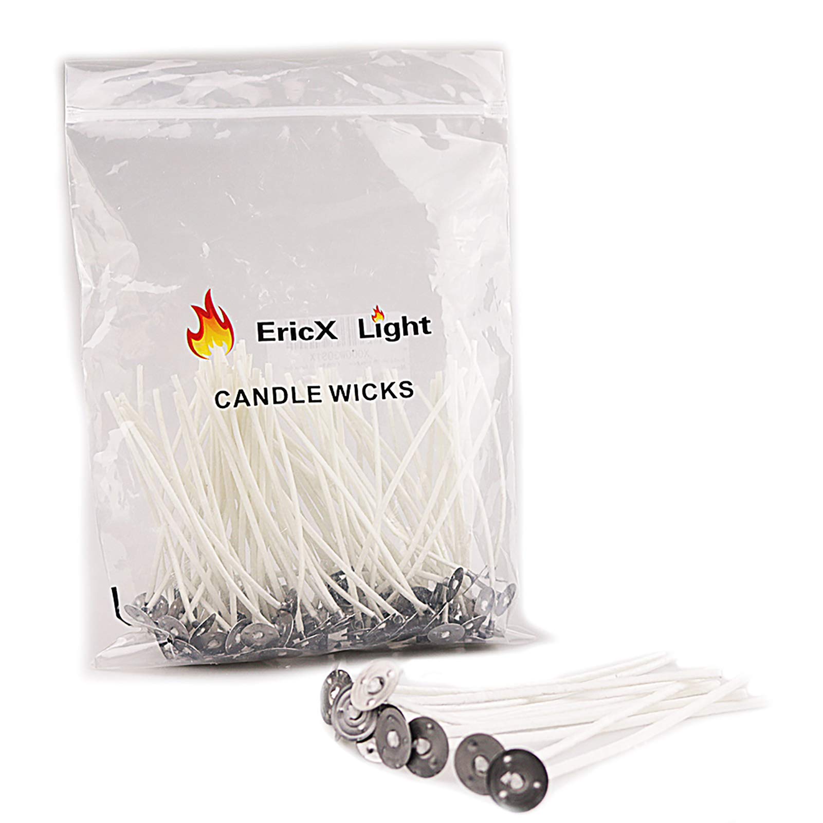 EricX Light 100 Piece Cotton Candle Wick,3.5" PreWaxed & Cotton Core