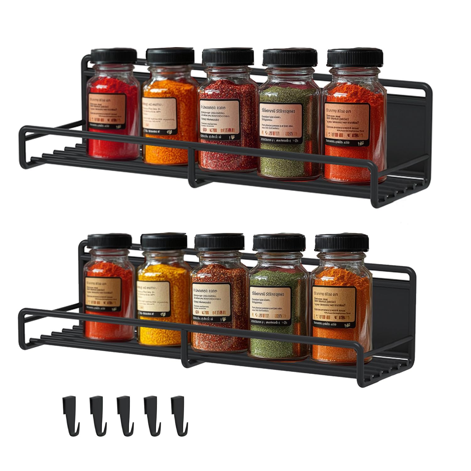 BigKing Magnetic Spice Racks for Refrigerator, 2pcs Magnetic Metal Shelf Fridge Organizer, Spice and Seasoning Organizer Gadgets for Refrigerator and Microwave