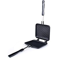 Happy Sales HSGS-HPNI, Grilled Sandwich Panini Maker Hot Sandwich Maker Pan Nonstick Aluminum Flip Pan