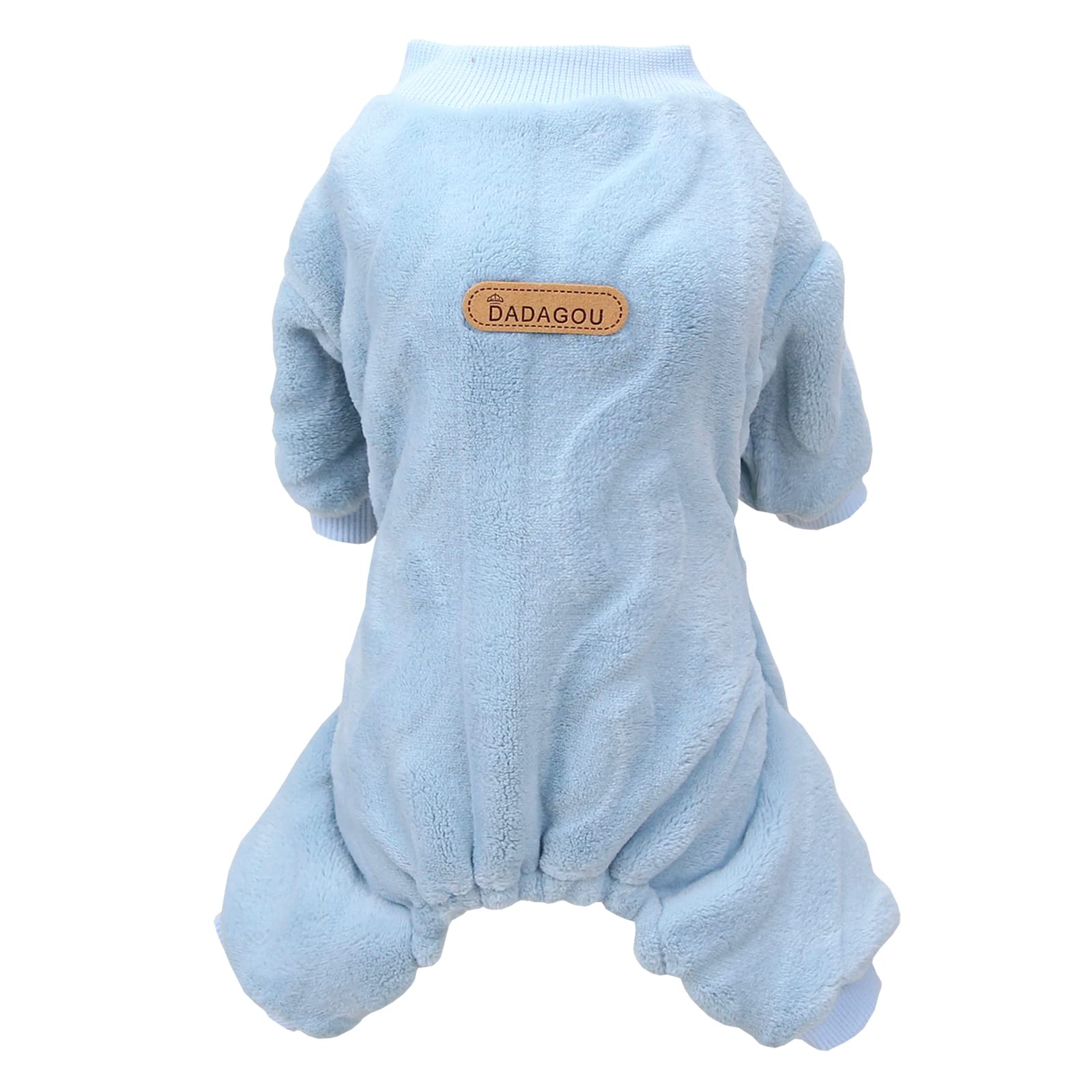 Izefia Dog Sweater Clothes Fleece Woolen Winter Warm Sweat Shirt 4 Legs Jumpsuit Pajamas Twist Print Sweater for Small Dog Medium Cat Blue M