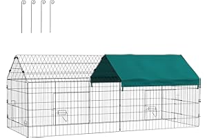 PawHut 73" L Small Animals Pet Playpen Catio Cage with Doors for Rabbits, Guinea Pig, Chicken, Chinchillas, Cat, Quail, Duck,