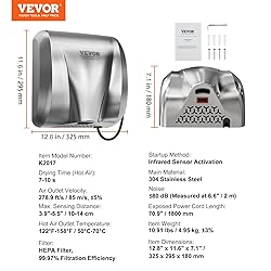 VEVOR Heavy Duty Commercial Hand Dryer, 1300W