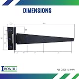 IRONTITE 3 Pack Black T Hinges 300mm Gate Hinges for Wood Sheds view 3