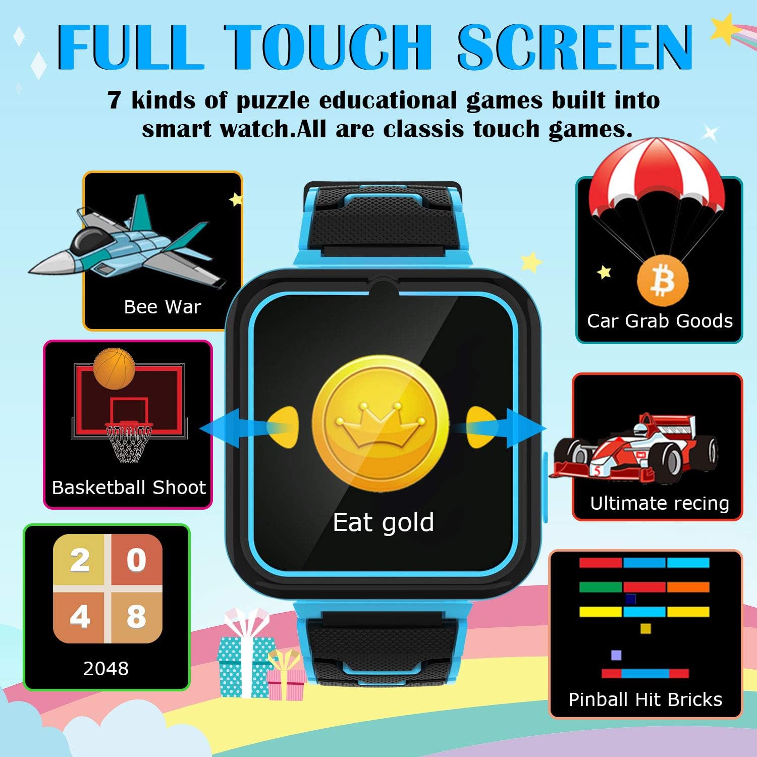 Smart Watch for Kids,Boys&Girls Watch with SOS Games Music Player Flashlight Camera Alarm Clock,Kids Watch Gifts for 3-12Y(Blue) - Image 5