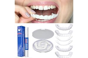 SWEETWHITE 4 Sets of Temporary Denture veneers with occlusal Teeth, Confident Smile Denture veneers, Suitable for Male and Female Bad Tooth whitening Substitute (White-5)
