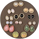 12 Pairs Bohemian Turquoise Stud Earrings Set for Women Fashion Colorful Faux Mixed Sizes Round Ball Ear Studs Earrings Handmad Turquoises Flower Earring Boho Ethnic Charm Jewelry