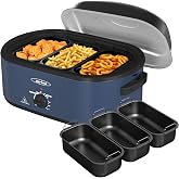 Sunvivi 20QT Roaster Oven, Electric Roaster with 3 Compartments, Turkey Roaster Oven with Self-Basting Lid, Removable Pan &amp; Rack, Defrost &amp; Warm Function, Fit Turkey Up to 24LB, Stainless Steel, Blue