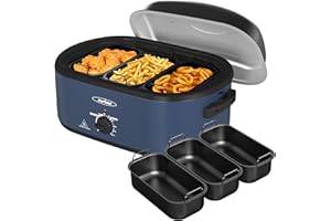 Sunvivi 20QT Roaster Oven, Electric Roaster with 3 Compartments, Turkey Roaster Oven with Self-Basting Lid, Removable Pan & R