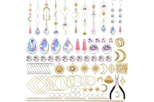 200 Pcs Crystal Suncatcher Hanging Sun Catcher Kits for Adults Colorful Crystals Suncatchers Prisms with Chain Pendant Orname