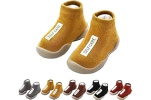 LAZULZ Tiny Explorings Sock Shoes,Baby Walking Shoes,Toddler Non-Slip Breathable Warm Elastic Shoes for Baby Boy Girl 6-24 Months (18-24 Months Infant,Yellow)