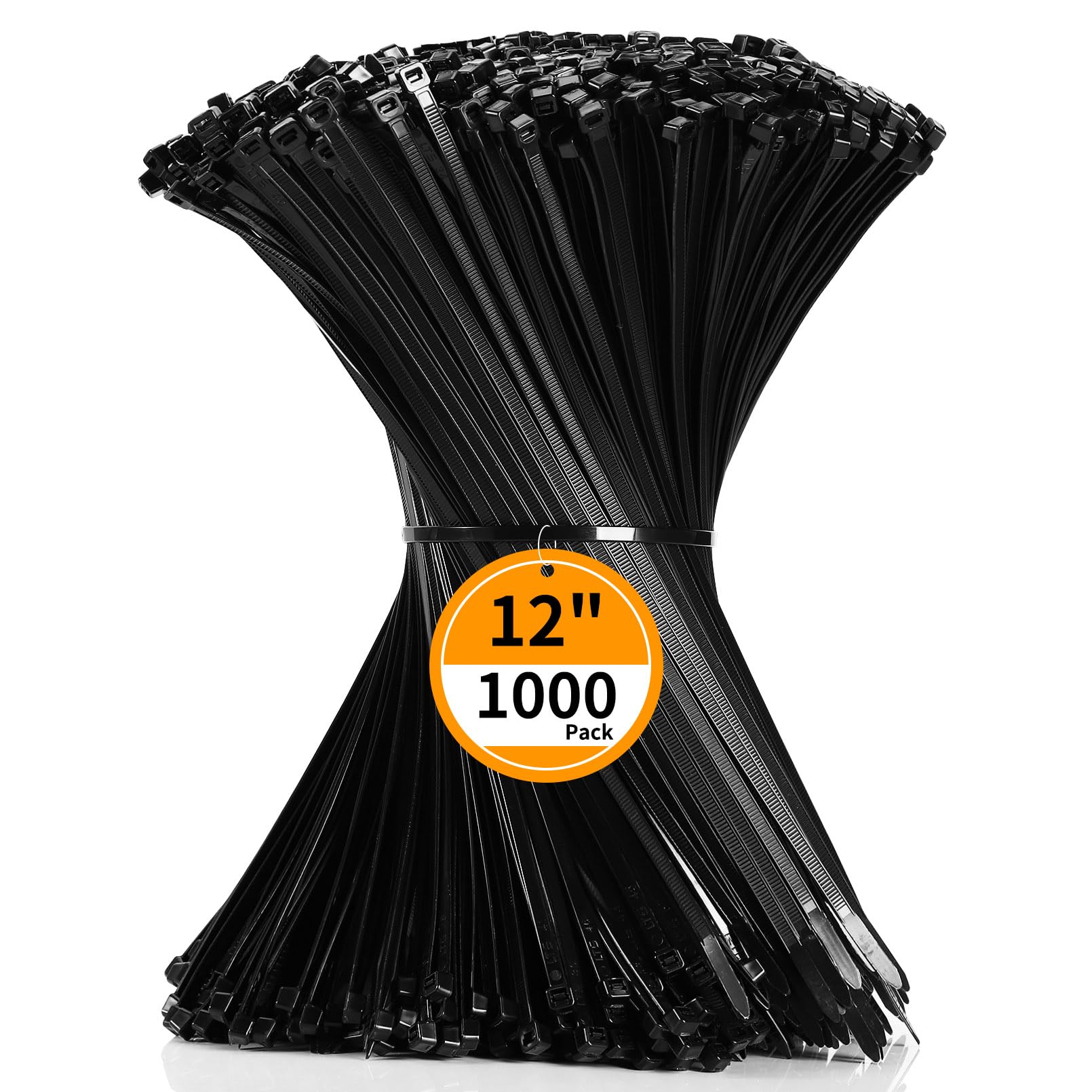Cable Zip Ties 12 inch Cehony 1000 Pack Black Cable Ties 300mm x 4.5mm Heavy Duty 50lbs Tensile Strength Nylon Plastic Zip Ties for Outdoor Multi-Purpose Self-Locking UV Resistant Wire Ties Wraps