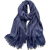 Canxiaoba Solid color cotton and linen scarf, wrinkled all season versatile long sunscreen fashionable shawl
