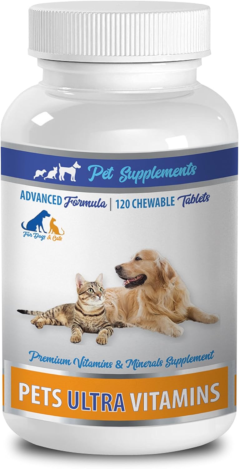 Vitamins for Cats Kidney - PET Ultra Vitamins - Premium Minerals - for Cats and Dogs - Vitamin b12 for Cats - 1 Bottle (120 Chewable)
